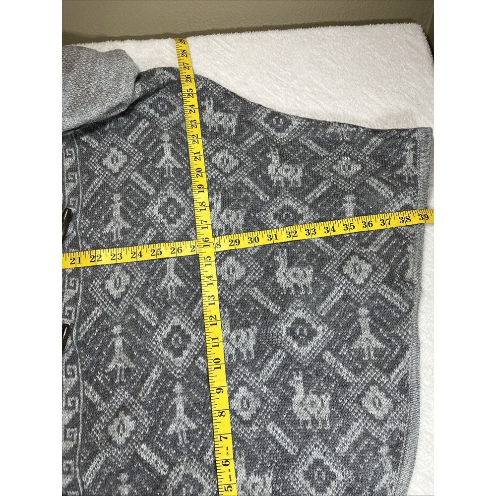 Alpaca Connection Sweater Hooded Cardigan Wooden Toggle Alpaca Wool Blend Poncho - Picture 10 of 11